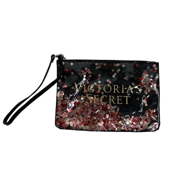 Victoria's Secret Handbags - Victorias Secret SEQUINS BLING Carrie All Pouch Wristlet Bag Cosmetic Travel